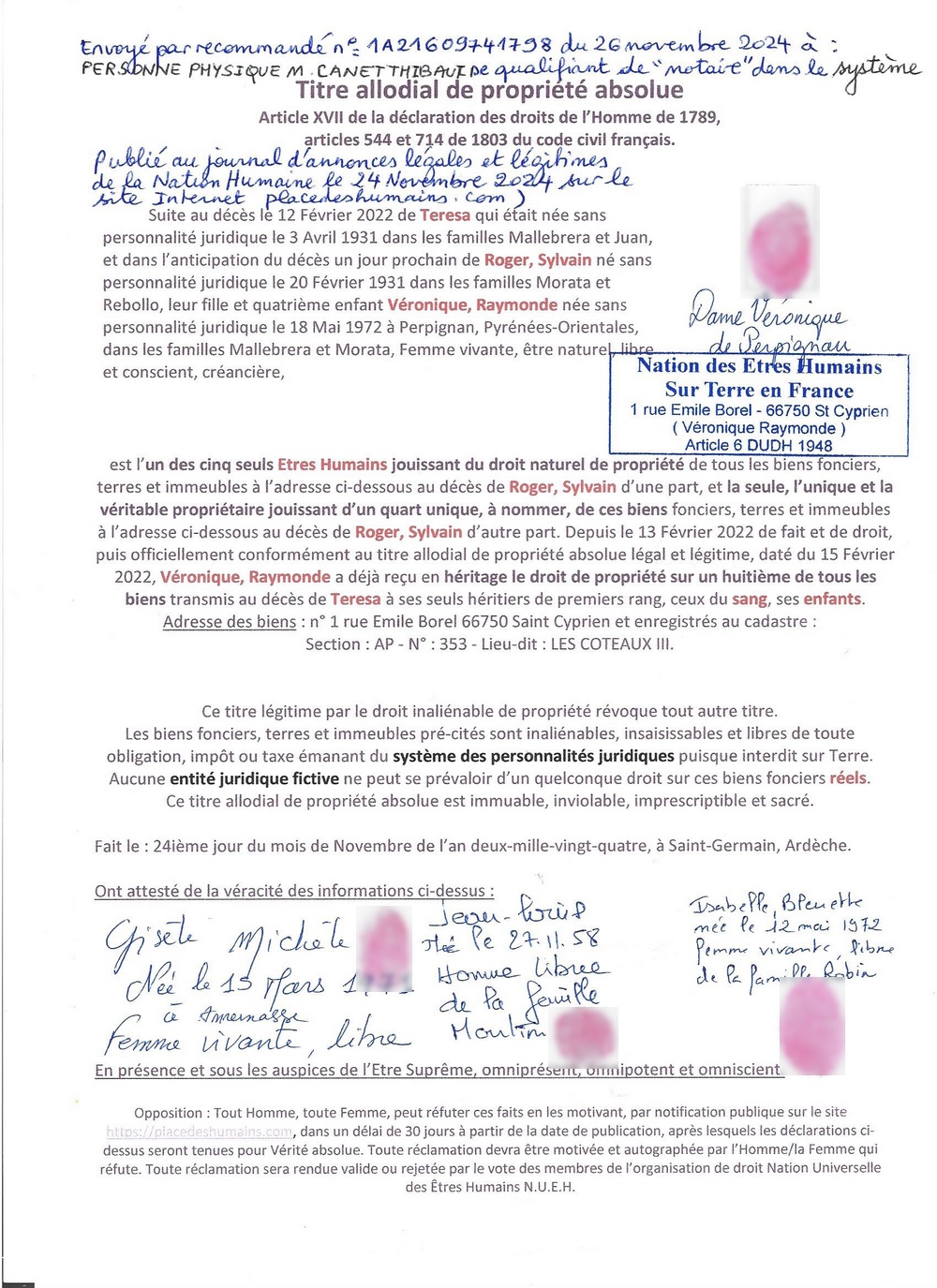 20241124 titre allodial st cyprien annote publie et rar thibaut canet page1