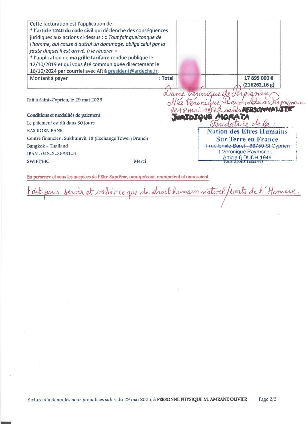 20250529 facture n2 amrane jointe la lettre du 23 mai page2