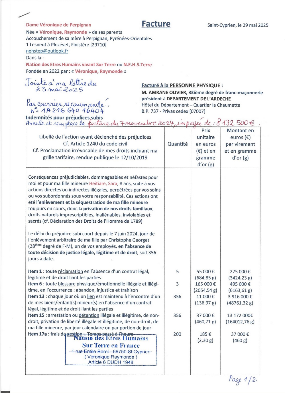 20250529 facture n2 amrane jointe la lettre du 23 mai page1