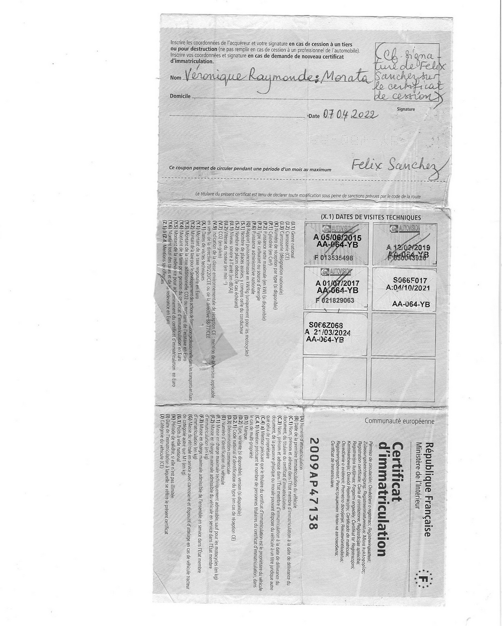verso carte grise barre ford ka 2