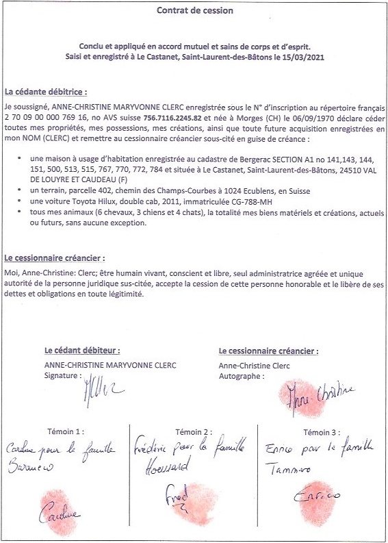 contrat de cession Clerc Anne Christine