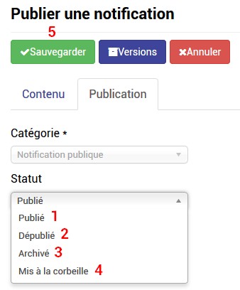 Editeur onglet publication