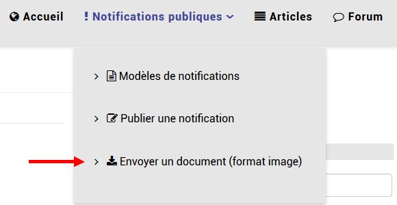 Menu envoyer un document